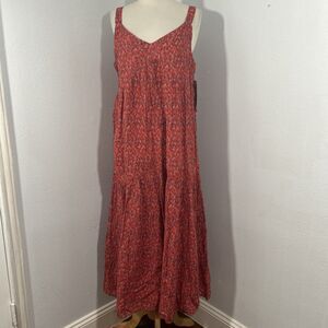 Joie Midi Dress Womens Small Red Tiered Babydoll‎ Vacation